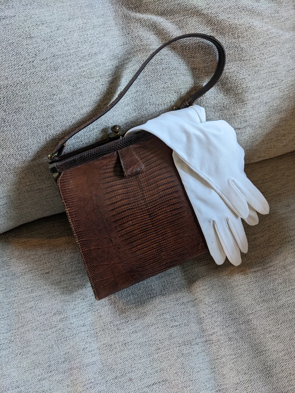 Classic Brown Textured Leather Top-Handle Bag